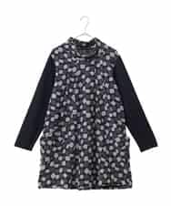 RLKCD11310 HIROKO BIS GRANDE(ヒロコ ビス グランデ) 【大きいサイズ】起毛ブロックサイド切り替えデザインチュニック /洗える ブラック