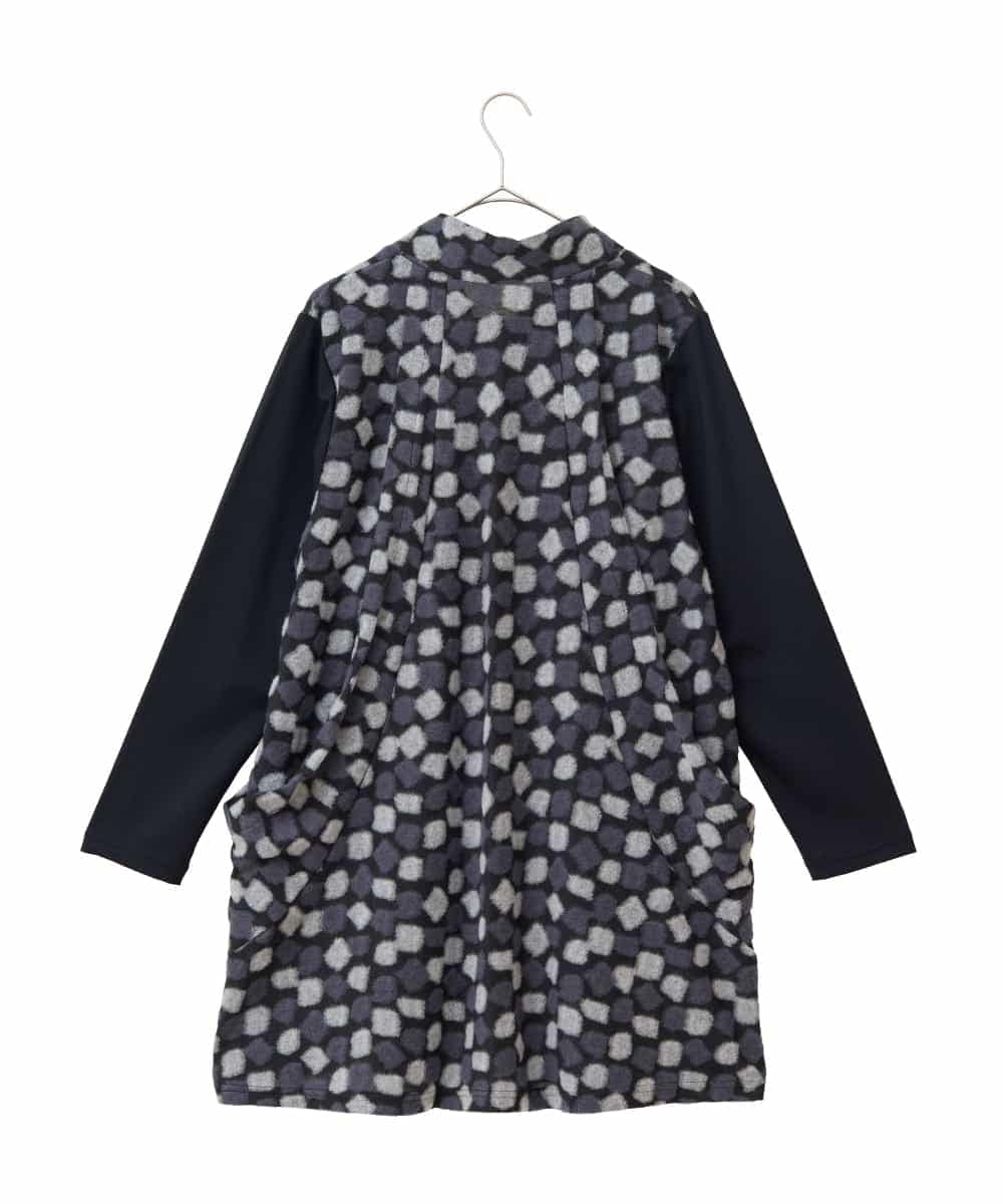 RLKCD11310 HIROKO BIS GRANDE(ヒロコ ビス グランデ) 【大きいサイズ】起毛ブロックサイド切り替えデザインチュニック /洗える ブラック