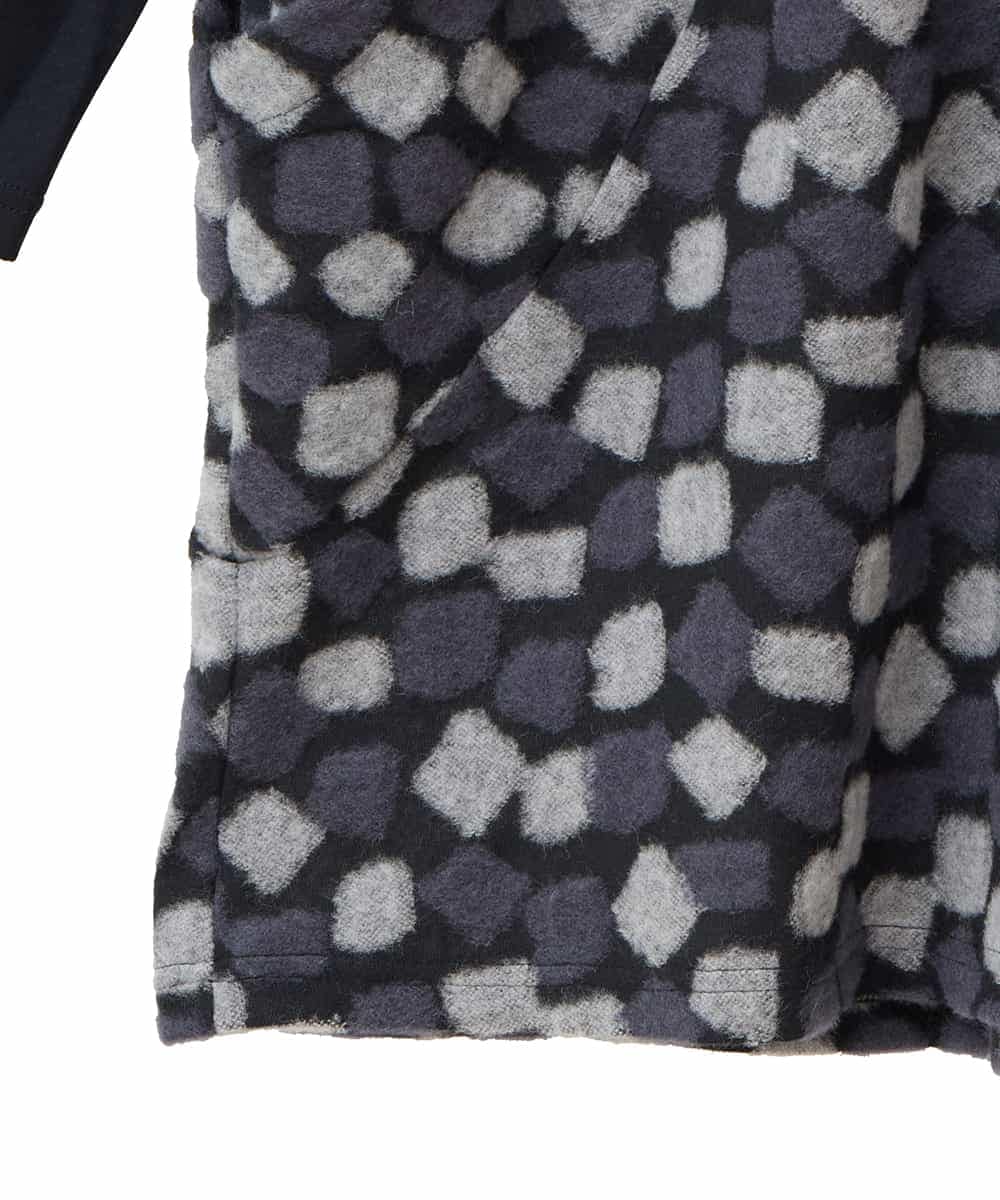 RLKCD11310 HIROKO BIS GRANDE(ヒロコ ビス グランデ) 【大きいサイズ】起毛ブロックサイド切り替えデザインチュニック /洗える ブラック