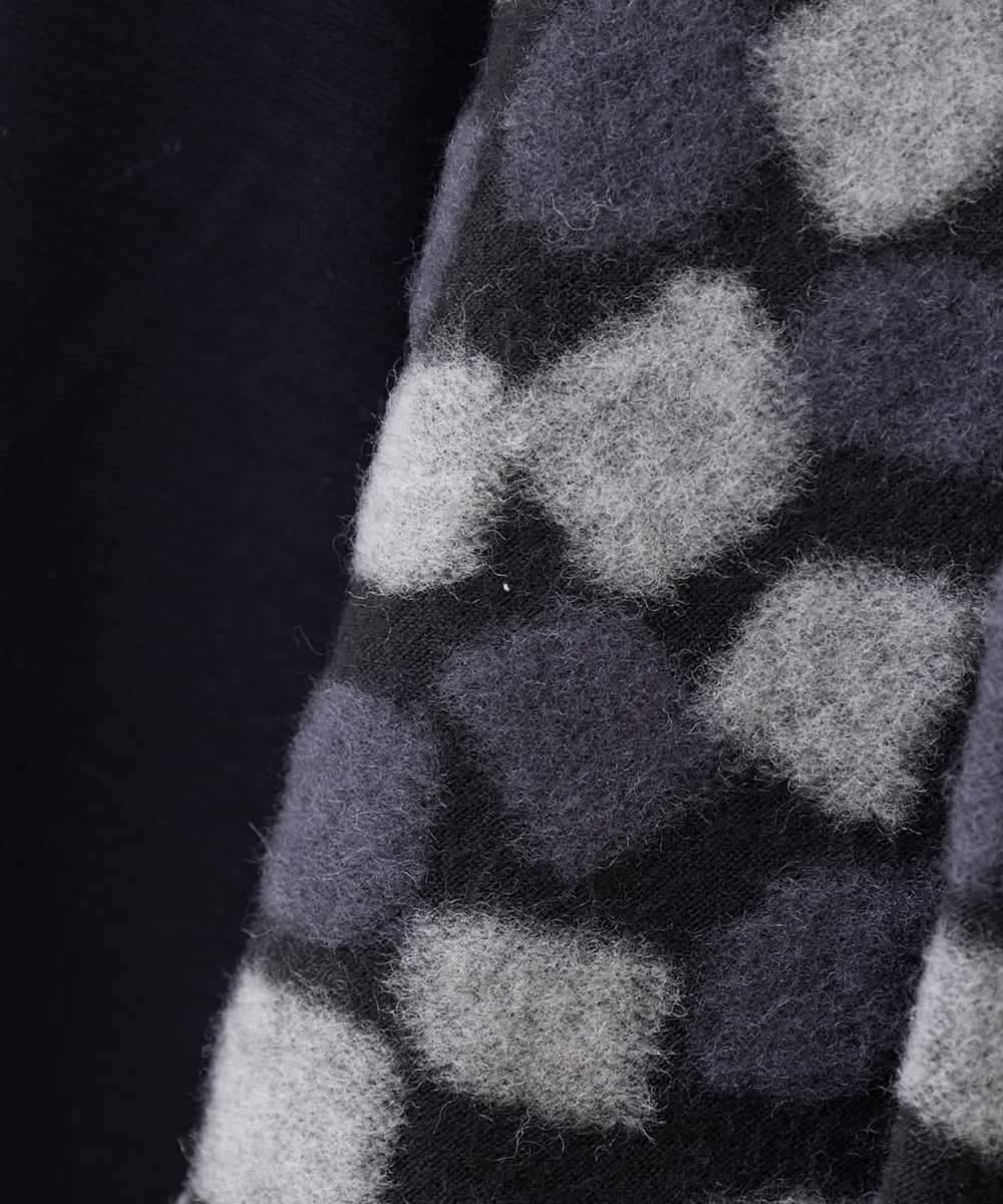 RLKCD11310 HIROKO BIS GRANDE(ヒロコ ビス グランデ) 【大きいサイズ】起毛ブロックサイド切り替えデザインチュニック /洗える ブラック