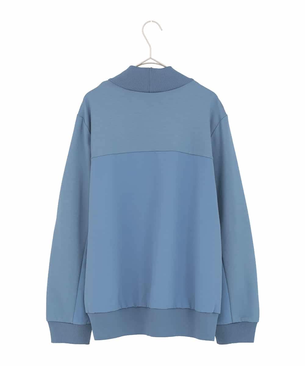 RLKDD06250 HIROKO BIS GRANDE(ヒロコ ビス グランデ) 【大きいサイズ】異素材切り替えハイネックプルオーバー ブルー