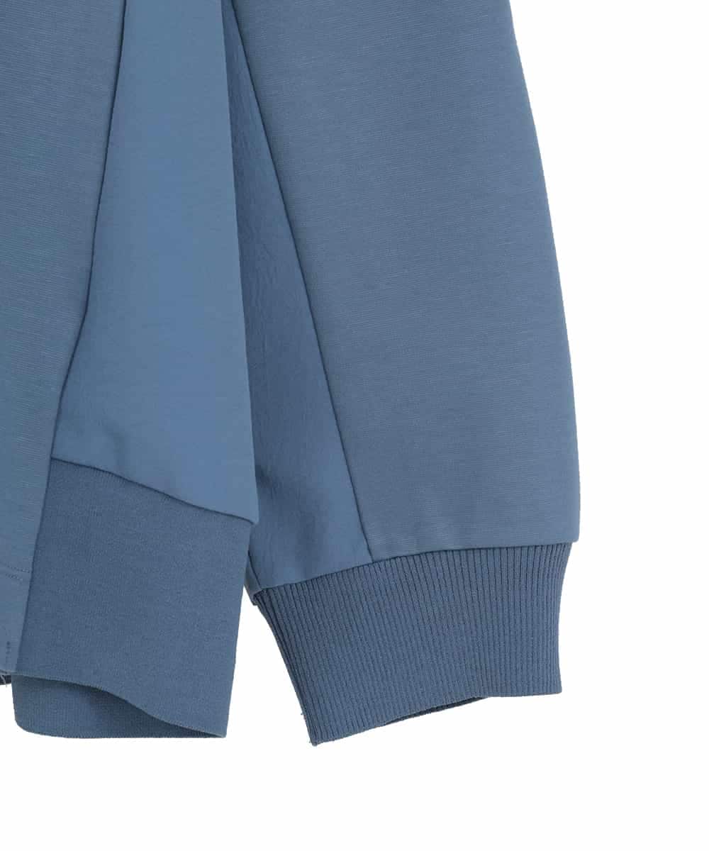 RLKDD06250 HIROKO BIS GRANDE(ヒロコ ビス グランデ) 【大きいサイズ】異素材切り替えハイネックプルオーバー ブルー