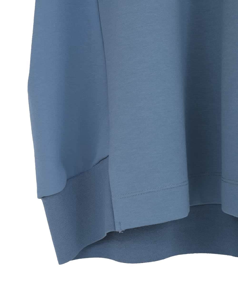 RLKDD06250 HIROKO BIS GRANDE(ヒロコ ビス グランデ) 【大きいサイズ】異素材切り替えハイネックプルオーバー ブルー