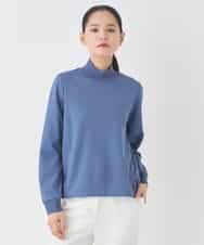 RLKDD06250 HIROKO BIS GRANDE(ヒロコ ビス グランデ) 【大きいサイズ】異素材切り替えハイネックプルオーバー ブルー