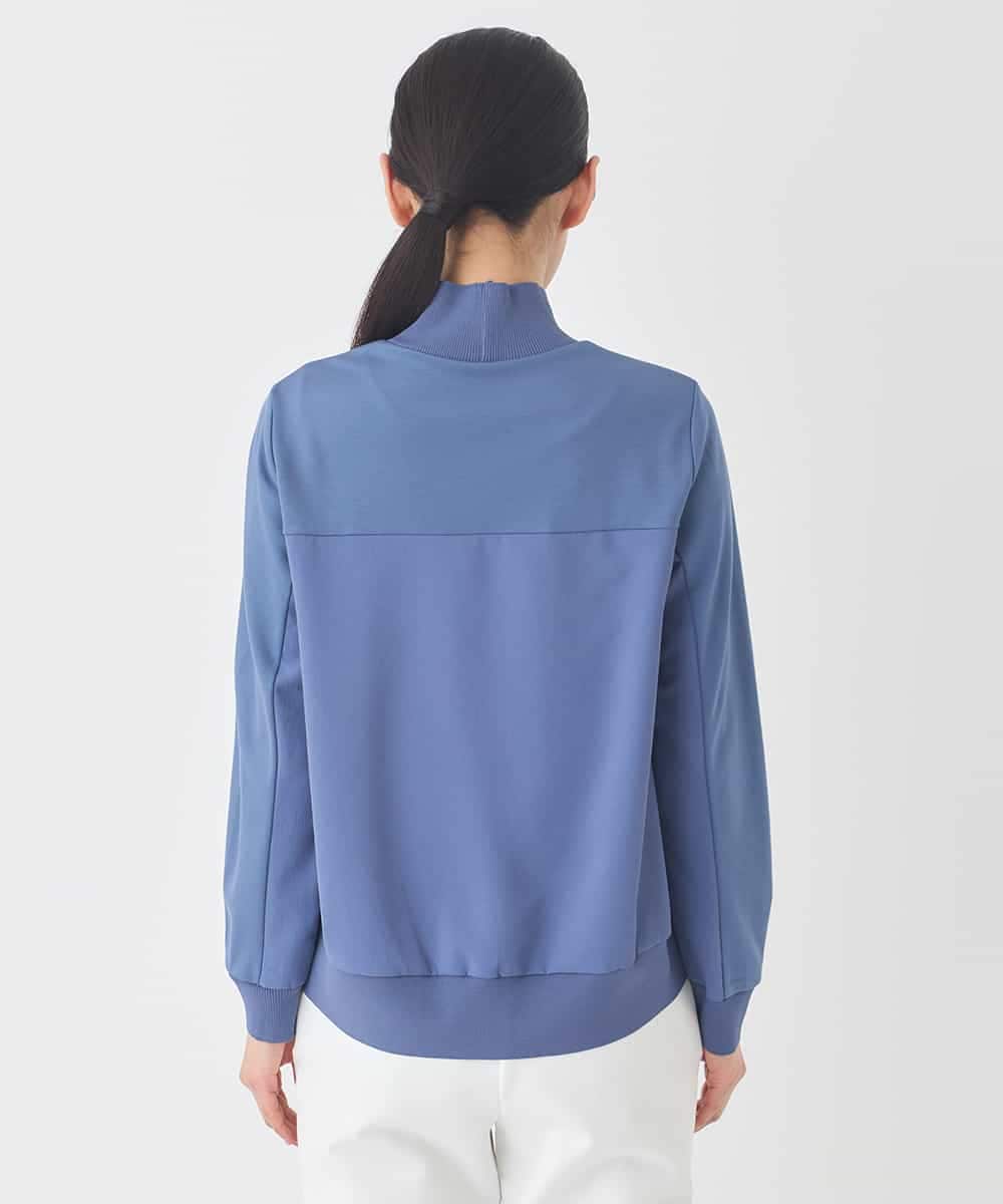 RLKDD06250 HIROKO BIS GRANDE(ヒロコ ビス グランデ) 【大きいサイズ】異素材切り替えハイネックプルオーバー ブルー