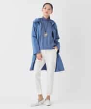 RLKDD06250 HIROKO BIS GRANDE(ヒロコ ビス グランデ) 【大きいサイズ】異素材切り替えハイネックプルオーバー ブルー