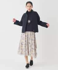 RLKDD06250 HIROKO BIS GRANDE(ヒロコ ビス グランデ) 【大きいサイズ】異素材切り替えハイネックプルオーバー ブルー