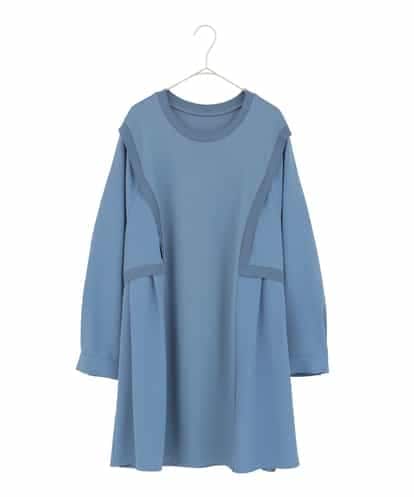 RLKDD07310  【大きいサイズ】異素材切り替えチュニックプルオーバー