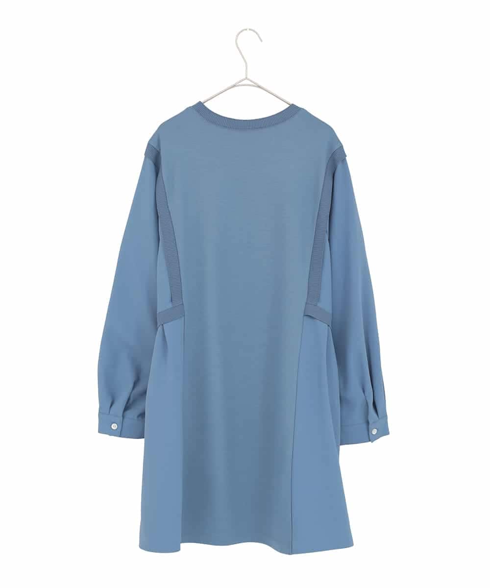 RLKDD07310 HIROKO BIS GRANDE(ヒロコ ビス グランデ) 【大きいサイズ】異素材切り替えチュニックプルオーバー ブルー