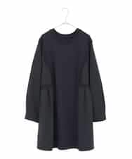 RLKDD07310 HIROKO BIS GRANDE(ヒロコ ビス グランデ) 【大きいサイズ】異素材切り替えチュニックプルオーバー ネイビー