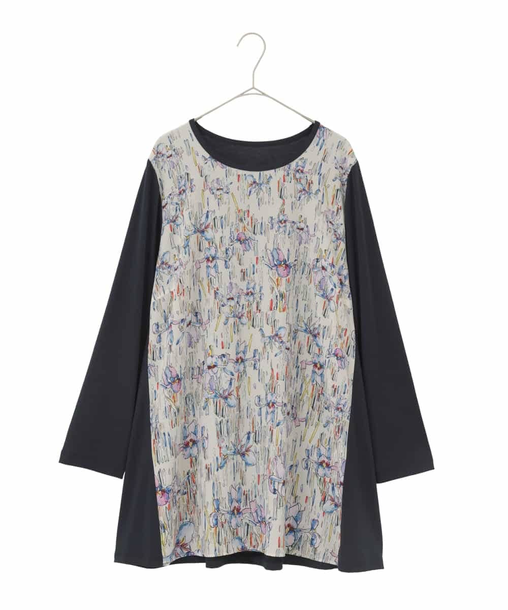 RLKDD09280 HIROKO BIS GRANDE(ヒロコ ビス グランデ) 【大きいサイズ】アイリスフラワープリントチュニック アイボリー