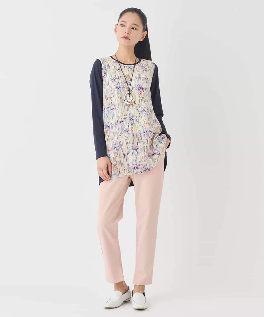 RLKDD09280 HIROKO BIS GRANDE(ヒロコ ビス グランデ) 【大きいサイズ】アイリスフラワープリントチュニック アイボリー