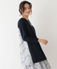 RLKDS02290 HIROKO BIS GRANDE(ヒロコ ビス グランデ) 【洗える/日本製】バックレースデザインチュニック ネイビー