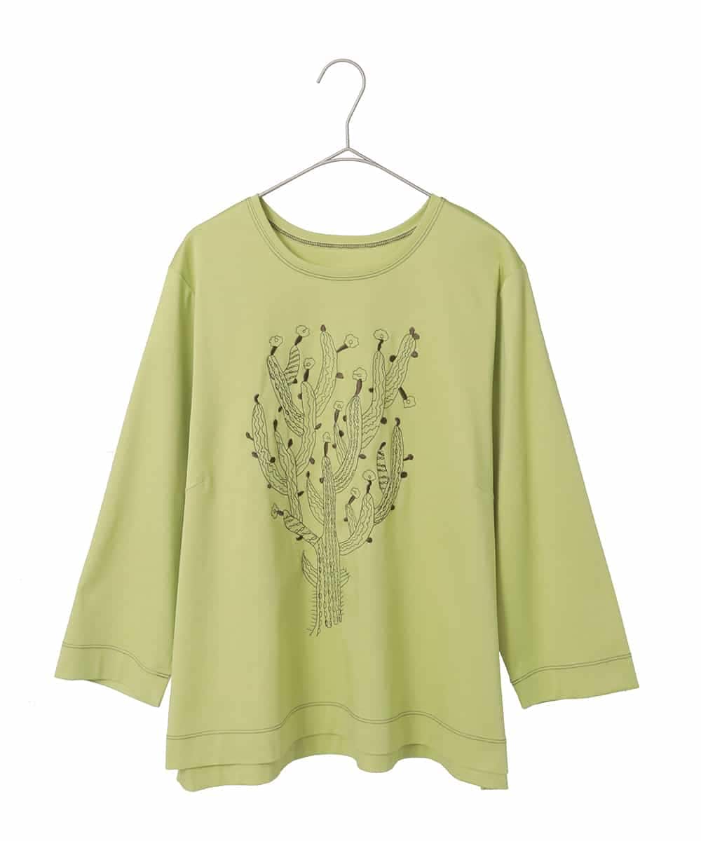 RLKED22210 HIROKO BIS GRANDE(ヒロコ ビス グランデ) サボテン刺繍コットンTシャツ イエロー