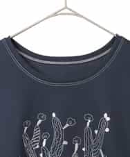 RLKED22210 HIROKO BIS GRANDE(ヒロコ ビス グランデ) サボテン刺繍コットンTシャツ ネイビー