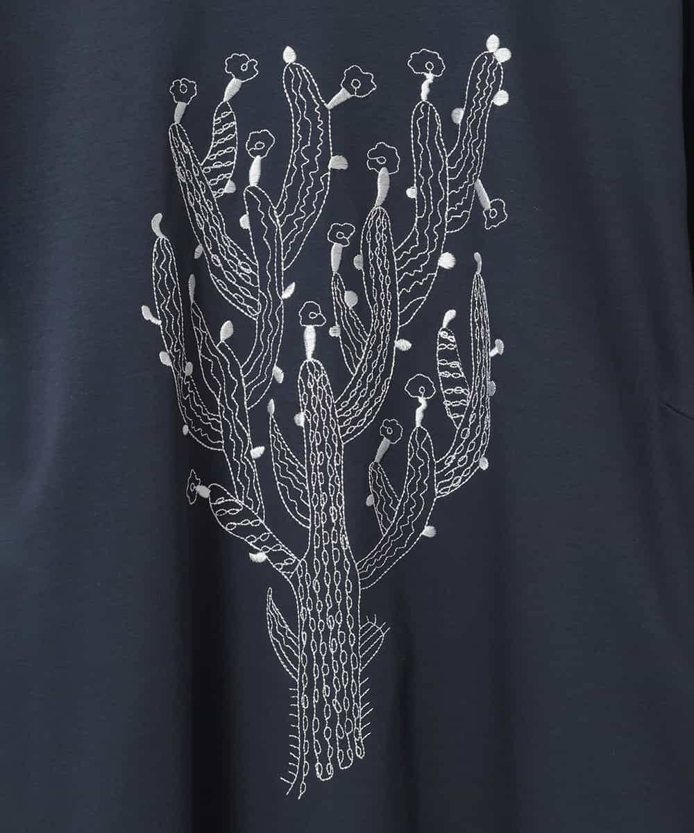 RLKED22210 HIROKO BIS GRANDE(ヒロコ ビス グランデ) サボテン刺繍コットンTシャツ ネイビー