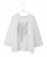 RLKED22210 HIROKO BIS GRANDE(ヒロコ ビス グランデ) サボテン刺繍コットンTシャツ ホワイト