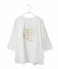 RLKED23250 HIROKO BIS GRANDE(ヒロコ ビス グランデ) フローラルタイポTシャツ ホワイト