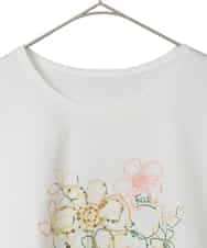 RLKED23250 HIROKO BIS GRANDE(ヒロコ ビス グランデ) フローラルタイポTシャツ ホワイト