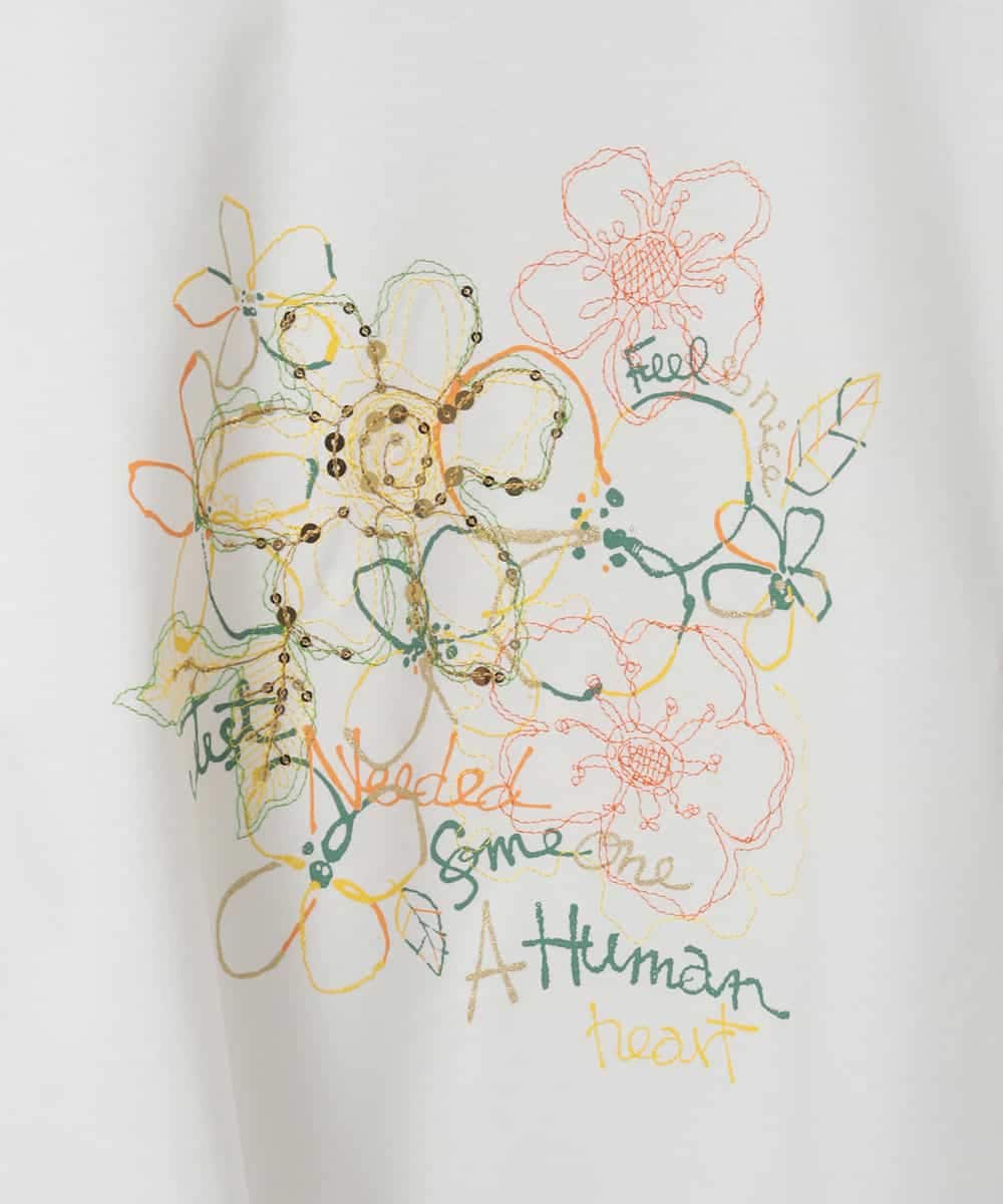 RLKED23250 HIROKO BIS GRANDE(ヒロコ ビス グランデ) フローラルタイポTシャツ ホワイト