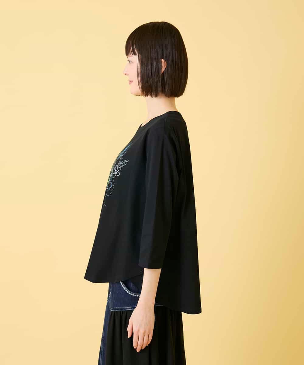 RLKED23250 HIROKO BIS GRANDE(ヒロコ ビス グランデ) 【大きいサイズ】フローラルタイポTシャツ /洗える ホワイト