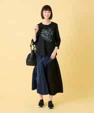 RLKED23250 HIROKO BIS GRANDE(ヒロコ ビス グランデ) 【大きいサイズ】フローラルタイポTシャツ /洗える ホワイト