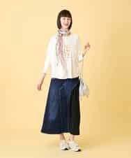 RLKED23250 HIROKO BIS GRANDE(ヒロコ ビス グランデ) 【大きいサイズ】フローラルタイポTシャツ /洗える ホワイト