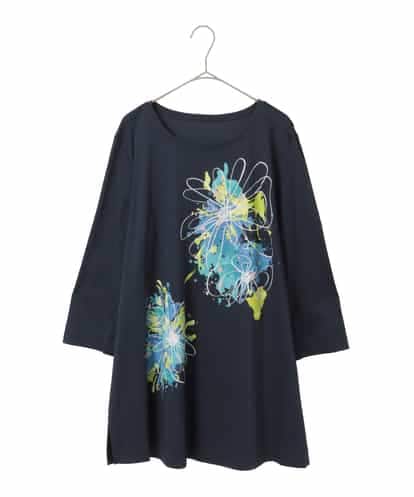 RLKED24250 HIROKO BIS GRANDE ドローイングフラワーチュニックカットソー