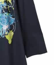 RLKED24250 HIROKO BIS GRANDE(ヒロコ ビス グランデ) ドローイングフラワーチュニックカットソー ネイビー