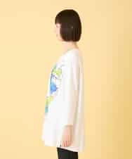 RLKED24250 HIROKO BIS GRANDE(ヒロコ ビス グランデ) 【大きいサイズ】ドローイングフラワーチュニックカットソー /洗える ホワイト