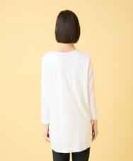 RLKED24250 HIROKO BIS GRANDE(ヒロコ ビス グランデ) 【大きいサイズ】ドローイングフラワーチュニックカットソー /洗える ホワイト