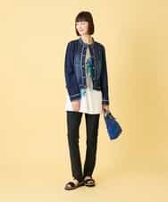 RLKED24250 HIROKO BIS GRANDE(ヒロコ ビス グランデ) 【大きいサイズ】ドローイングフラワーチュニックカットソー /洗える ホワイト