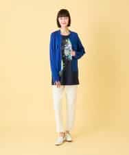 RLKED24250 HIROKO BIS GRANDE(ヒロコ ビス グランデ) 【大きいサイズ】ドローイングフラワーチュニックカットソー /洗える ホワイト