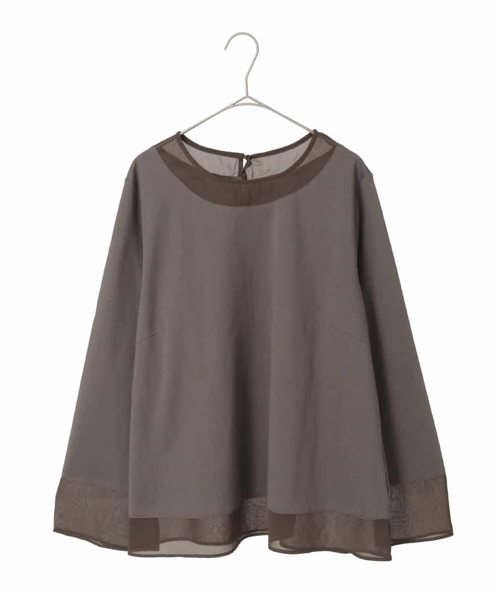 RLKED30180 HIROKO BIS GRANDE(ヒロコ ビス グランデ) 異素材ドッキングフレアカットソー ブラウン