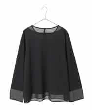 RLKED30180 HIROKO BIS GRANDE(ヒロコ ビス グランデ) 異素材ドッキングフレアカットソー ブラック