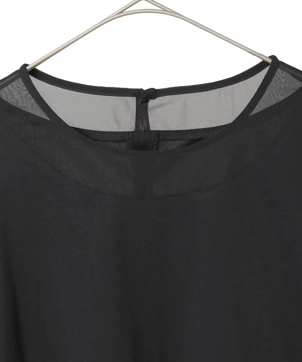 RLKED30180 HIROKO BIS GRANDE(ヒロコ ビス グランデ) 異素材ドッキングフレアカットソー ブラック