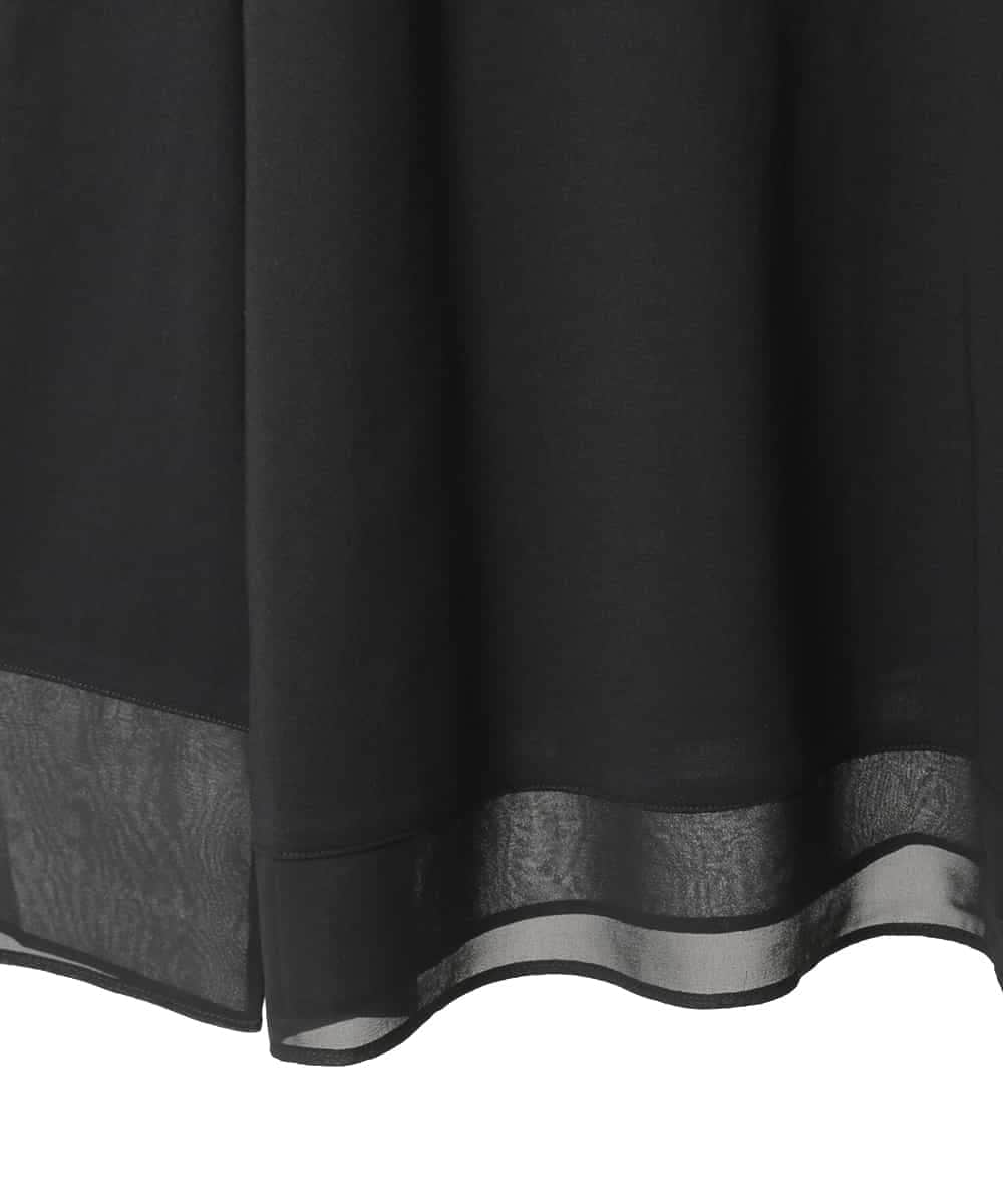 RLKED30180 HIROKO BIS GRANDE(ヒロコ ビス グランデ) 異素材ドッキングフレアカットソー ブラック