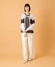 RLKED30180 HIROKO BIS GRANDE(ヒロコ ビス グランデ) 【大きいサイズ】異素材ドッキングカットソー /洗濯機で洗える ブラック