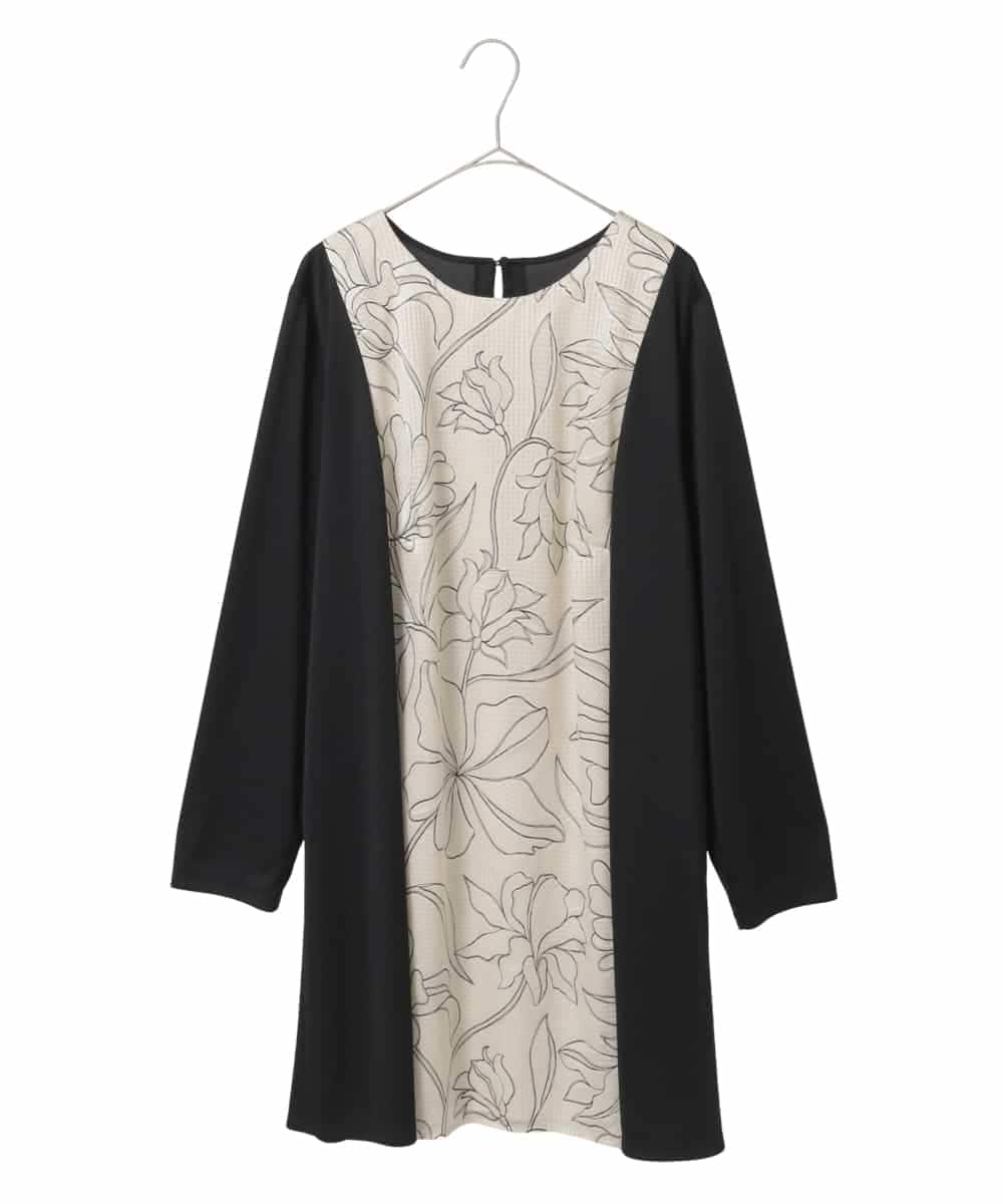 RLKED57280 HIROKO BIS GRANDE(ヒロコ ビス グランデ) ボタニカルモチーフ異素材チュニック ブラック