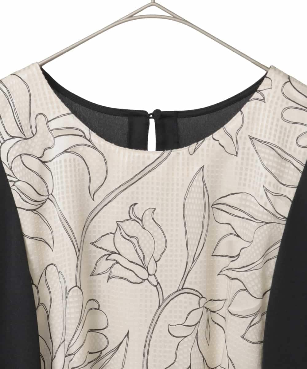 RLKED57280 HIROKO BIS GRANDE(ヒロコ ビス グランデ) ボタニカルモチーフ異素材チュニック ブラック