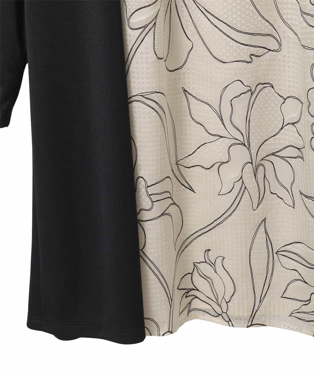 RLKED57280 HIROKO BIS GRANDE(ヒロコ ビス グランデ) ボタニカルモチーフ異素材チュニック ブラック