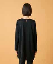 RLKED57280 HIROKO BIS GRANDE(ヒロコ ビス グランデ) 【大きいサイズ】ボタニカルモチーフ異素材チュニック /洗える ブラック