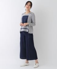 RLKES20260 HIROKO BIS GRANDE(ヒロコ ビス グランデ) ロゴレースパッチワークデザインカットソー ライトグレー