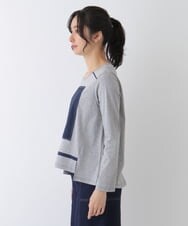 RLKES20260 HIROKO BIS GRANDE(ヒロコ ビス グランデ) ロゴレースパッチワークデザインカットソー ライトグレー