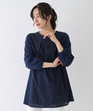 RLKES21310 HIROKO BIS GRANDE(ヒロコ ビス グランデ) 【洗える】ロゴレースカットソージョイントチュニック グリーン