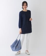 RLKES21310 HIROKO BIS GRANDE(ヒロコ ビス グランデ) 【洗える】ロゴレースカットソージョイントチュニック グリーン
