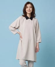 RLKFA22380 HIROKO BIS GRANDE(ヒロコ ビス グランデ) 【大きいサイズ】襟付きジャージーチュニックブラウス /洗える ベージュ