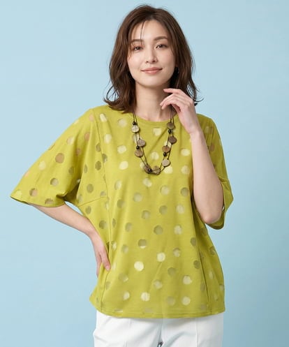 RLKFB40260  【大きいサイズ】ドットシアードルマンカットソー /洗える