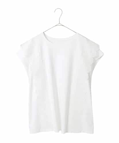 RLKFD30210 HIROKO BIS GRANDE 【大きいサイズ】サイドレースフレンチスリーブカットソー