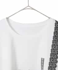 RLKFD31210 HIROKO BIS GRANDE(ヒロコ ビス グランデ) レーステープデザインコットンカットソー ホワイト